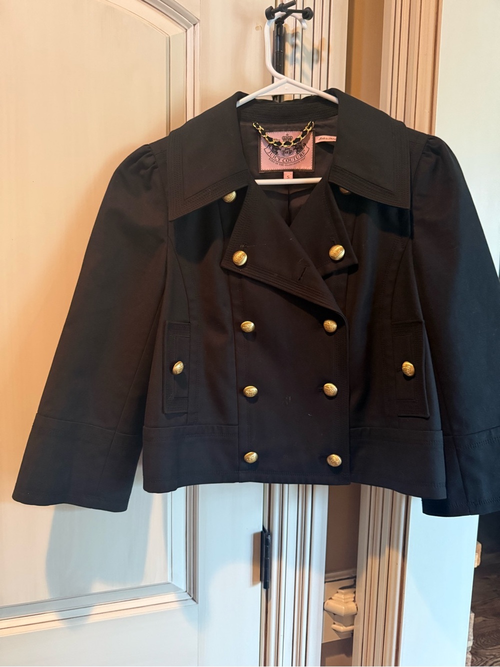 Juicy Couture Black Jacket with Gold Chain Trim